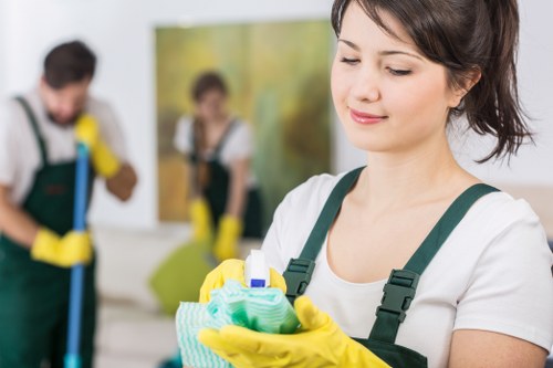 Clean and organised carpet cleaning equipment stored safely